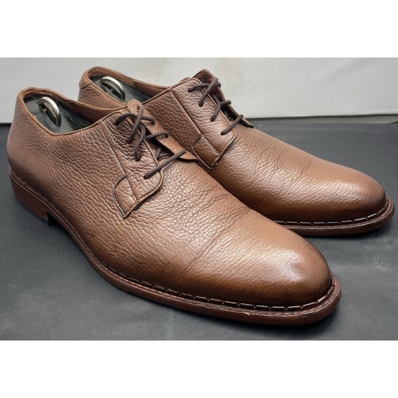 FRANCO CUADRA Chestnut Brown Derby Shoes Genuine Deer Leather Fast Ship Mens 9 - Picture 4 of 12